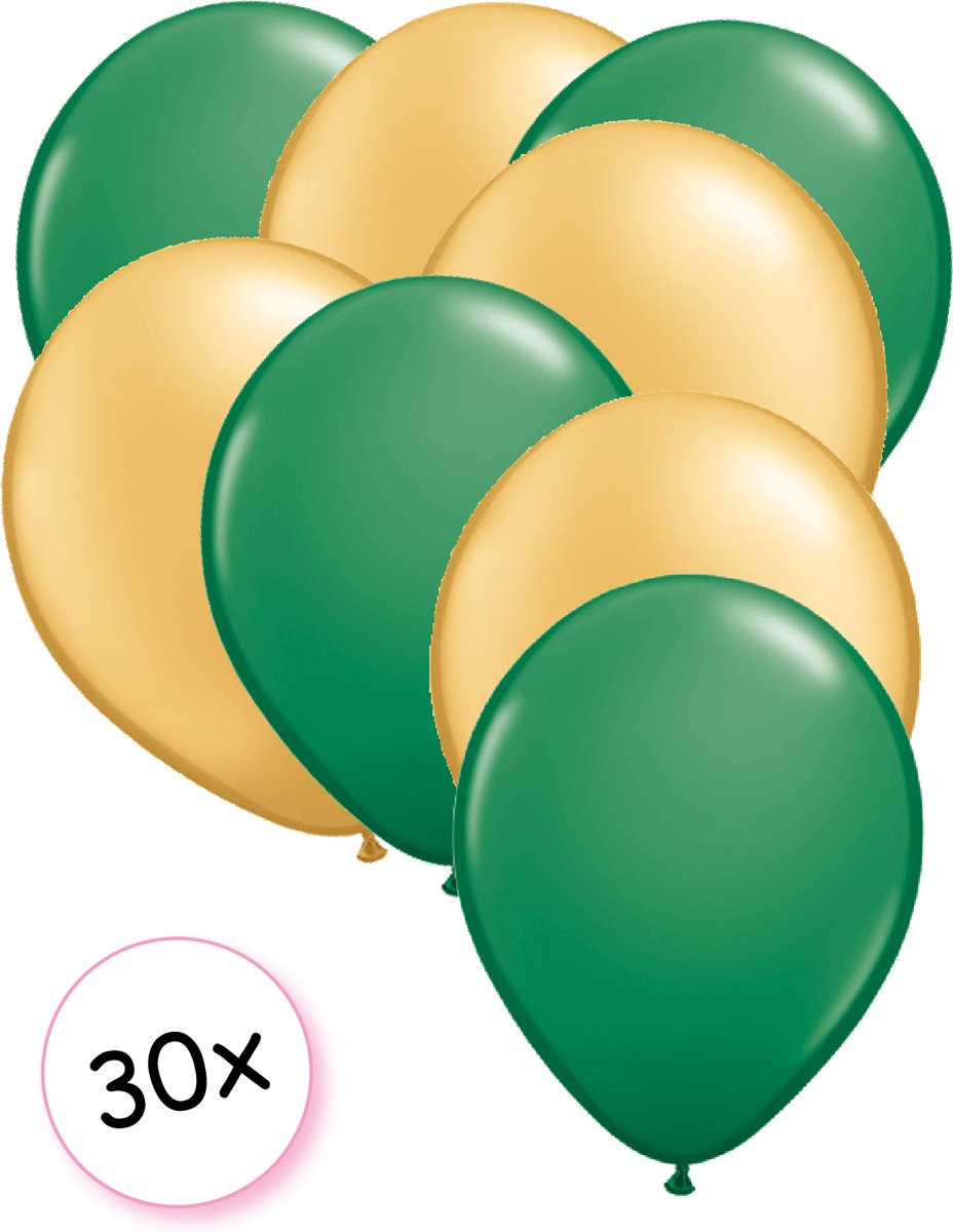 Ballonnen Groen & Goud 30 stuks 27 cm